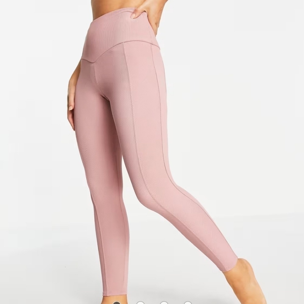 Onzie Pink Ribbed Fitness Workout Yoga Leggings XS